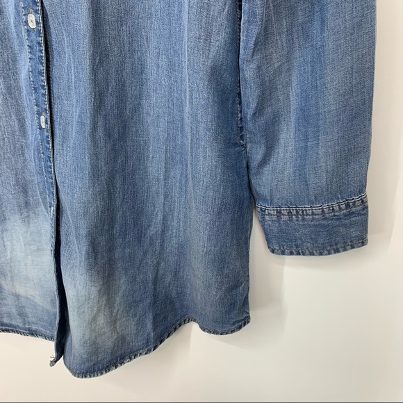 Pink Lily Blue Fade Lyocell Long Sleeve Casual Button Up Tunic Dress Size Small - Picture 7 of 15